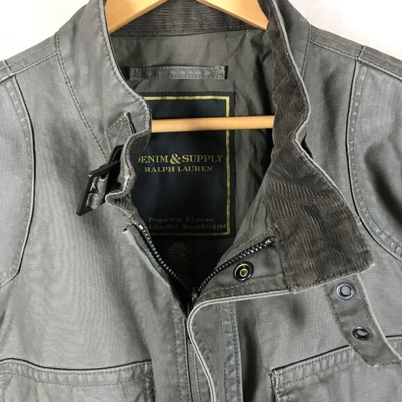 Rare DENIM & SUPPLY Ralph Lauren Field Motorcycle Jacket Khaki Green NEW XL - Picture 12 of 15
